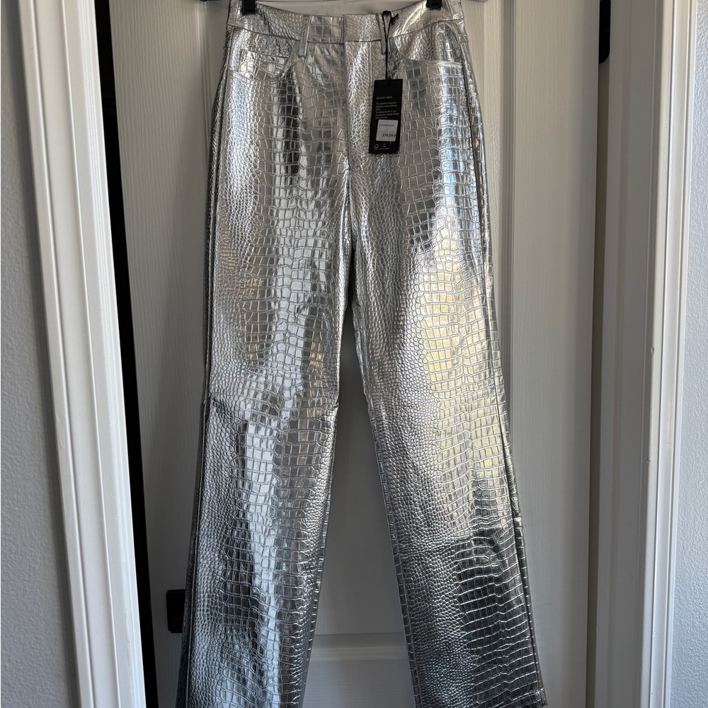 Silver Crocodile Pattern Trousers
